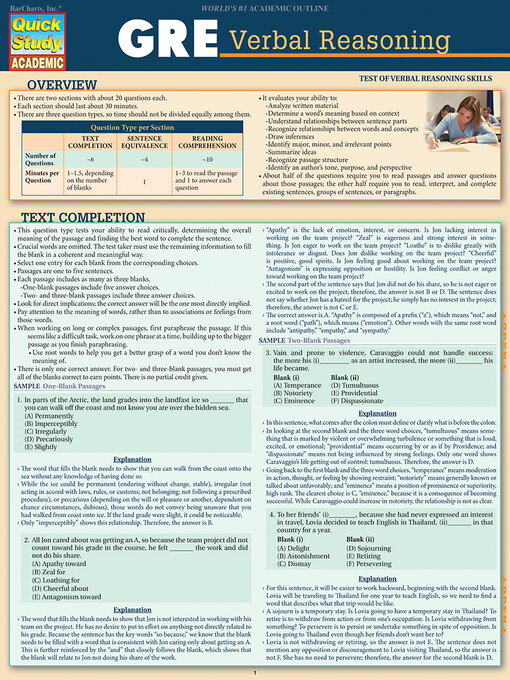 Cover image for GRE--Verbal Reasoning